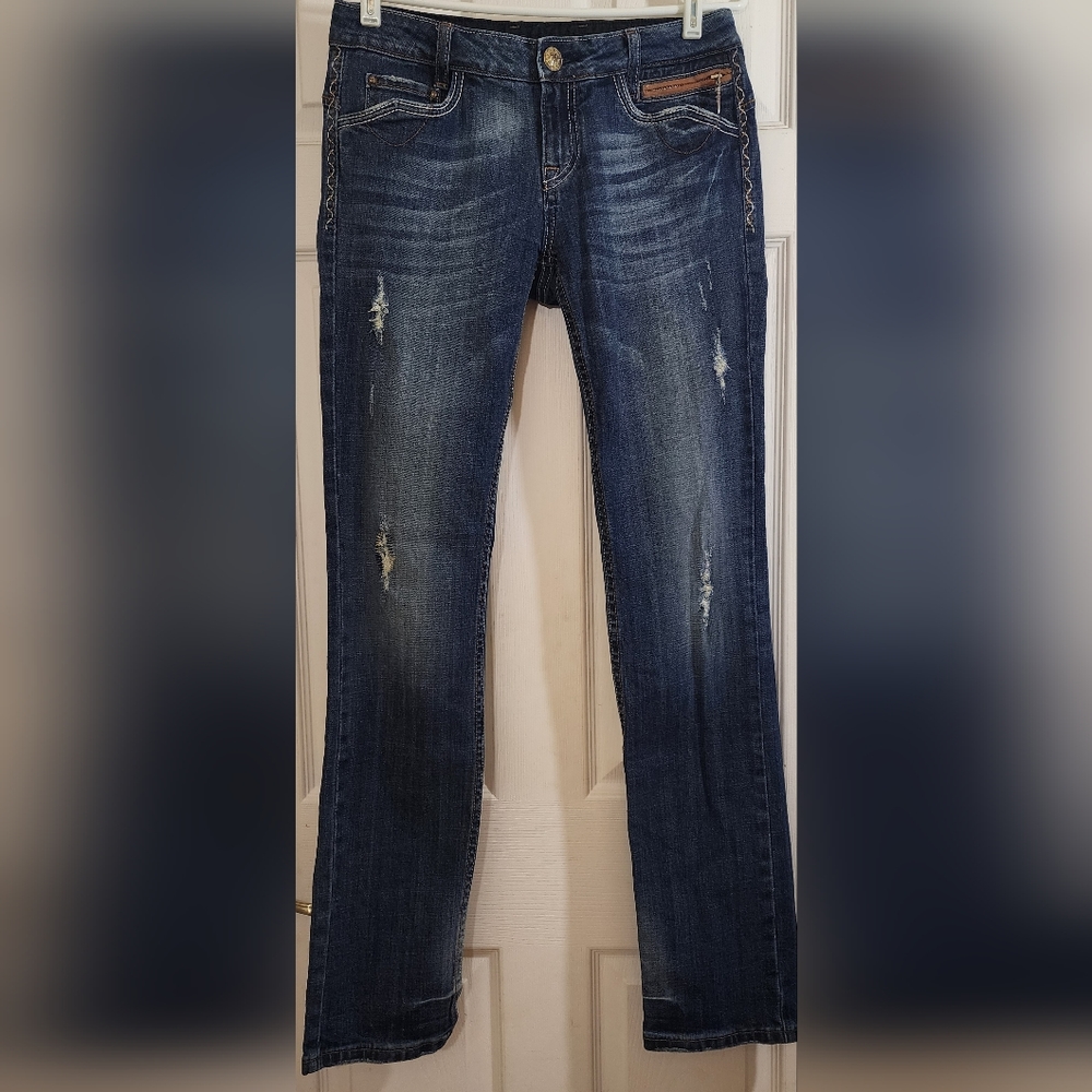 Rerock for Express Jeans Womens  Blue Denim Pants Low Rise Boot Cut 28